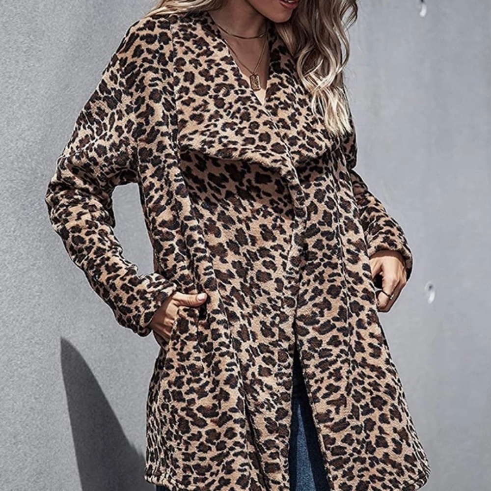 Cheetah print faux fur coat